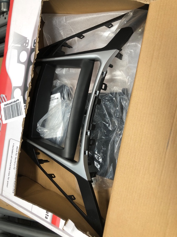 Photo 2 of Scosche HY1625B Double DIN & DIN+Pocket Dash Kit Compatible with 2011-13 Hyundai Sonata with Standard A/C Controls Black with Silver Trim