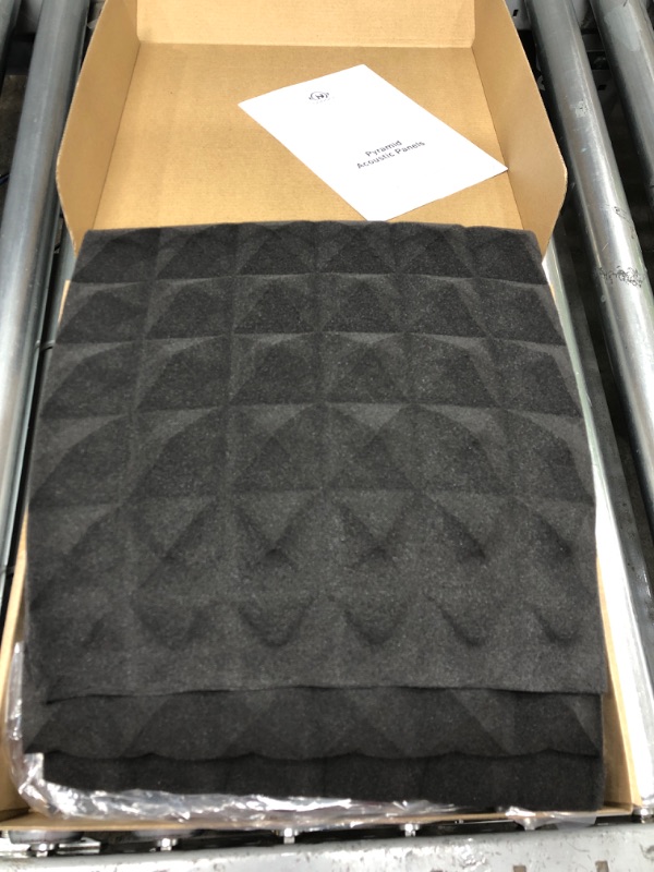 Photo 2 of 24 Pack-12 x 12 x 2 Inches Pyramid Designed Acoustic Foam Panels, Sound Proof Foam Panels Black, High Density and Fire Resistant Acoustic Panels, Sound Panels, Studio Foam for Wall and Ceiling 12 x 12 x 2 Inches 24 Pack - Black Pyramid