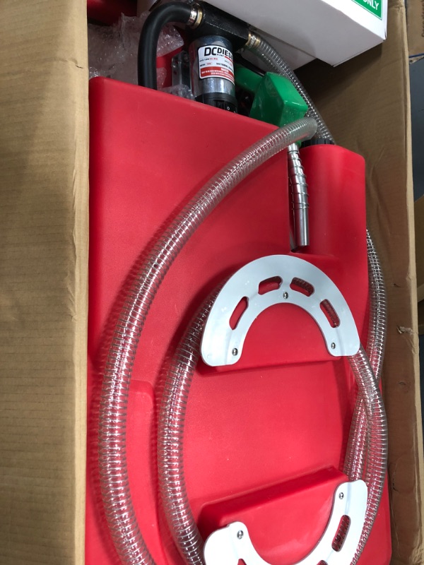 Photo 2 of ***Parts Only***GAOMON 32 Gallon Fuel Caddy, Portable Diesel Fuel Tank On-Wheels with Auto Fueling Nozzle & 360° Swivel Connector, Diesel Container with 12V DC 140W Transfer Pump for Cars, Trucks, ATVs, Boats, Lawn Mowers 32 Gallon Red