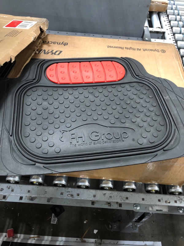 Photo 2 of Automotive Floor Mats Red Climaproof for All Weather Protection Universal Fit Heavy Duty Rubber fits Most Cars, SUVs, and Trucks (Full Set Trim to Fit) FH Group F11500RED