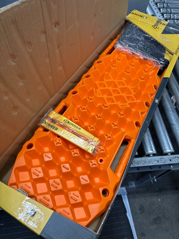 Photo 1 of BUNKER INDUST Off-Road Traction Boards with Jack Base, 1 Pair Recovery Tracks Mat for 4X4 Jeep Truck Tire Traction-Sand,Mud, Snow Ladder Ramps (Orange)