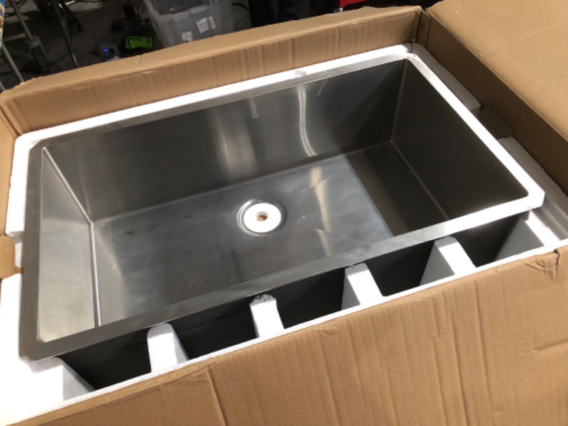 Photo 2 of ****missing parts-hardware only****KRAUS Loften All in One 33 in. Drop in/Undermount Single Bowl 18-Gauge Stainless Steel Kitchen Sink with Pull Down Faucet, Silver
