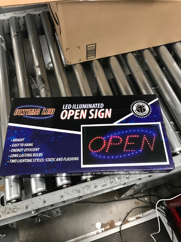 Photo 3 of Ultima LED Neon Open Sign for Business: Lighted Sign Open with Flashing Mode – Indoor Electric Light up Sign for Stores (19 x 10 in, Model 2) Includes Business Hours and Open & Closed Signs Model 2 19" x 10"