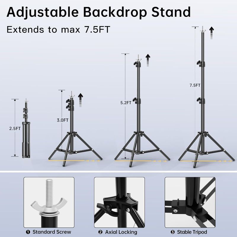 Photo 1 of (READ NOTES) BEIYANG Backdrop Stand, 7.5 FT x 10 FT Adjustable Photography Background Support System Kit with Carrying Bag for Photo Video Studio
