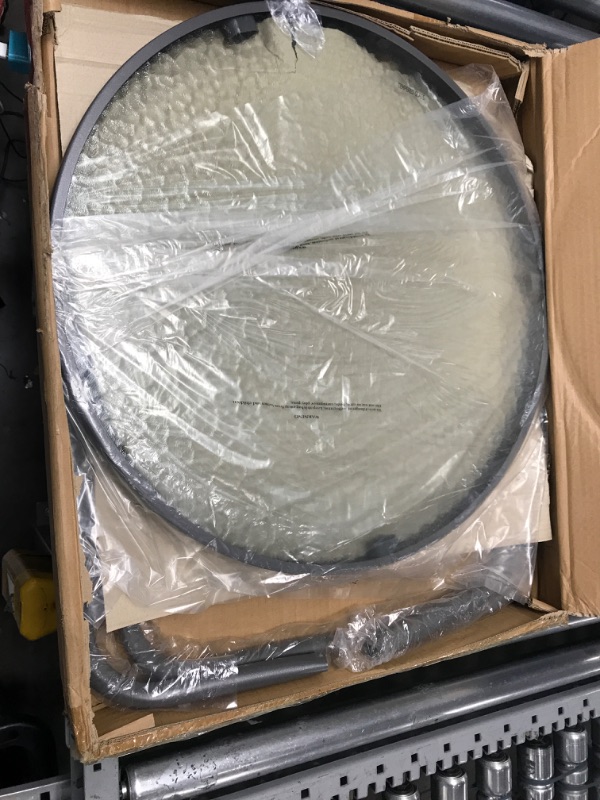 Photo 1 of 23.5 Inch Outdoor Round Dining Table WGlass Table Top | Patio Bistro Dining Table, Grey