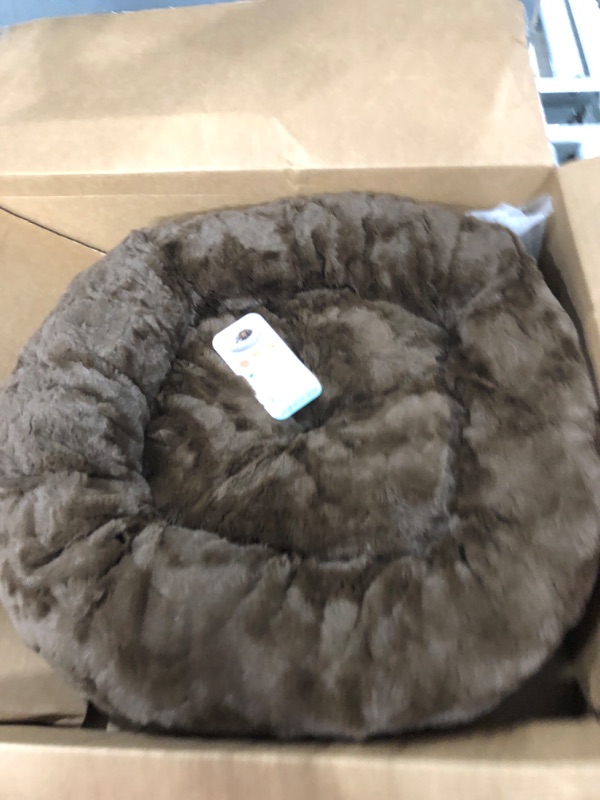 Photo 2 of Best Friends by Sheri The Original Calming Donut Cat and Dog Bed in Shag and Lux Fur, Machine Washable, High Bolster, Multiple Sizes S-XXL Lux Dark Chocolate Small 23" x 23" Bed Only