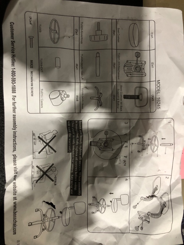 Photo 5 of ***PARTS ONLY NONREFUNDABLE** MISSING PIECES**FOOTREST RING AND CUPPORT BAR MISSING***
SUPERJARE Drafting Chair with Back,  Black