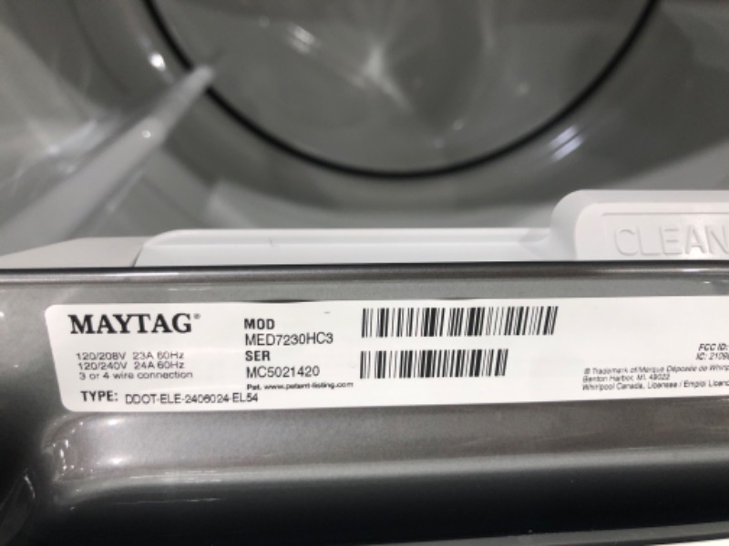 Photo 2 of Maytag Smart Capable 7.4-cu ft Steam Cycle Smart Electric Dryer (Metallic Slate) ENERGY STAR
