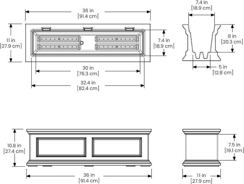 Photo 3 of (READ NOTES) Mayne Fairfield 3ft Window Box - White - Durable Self Watering Resin Planter with Wall Mount Brackets (5822-W)
