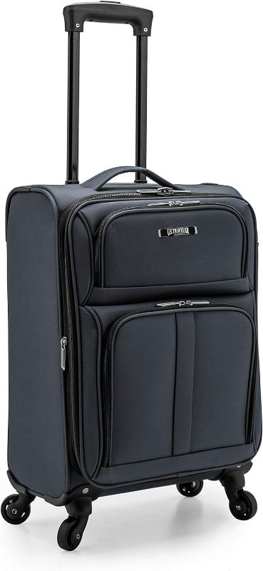 Photo 1 of ***USED READ NOTES***U.S. Traveler Anzio Softside Expandable Spinner Luggage, Dark Grey, Carry-on 22-Inch
