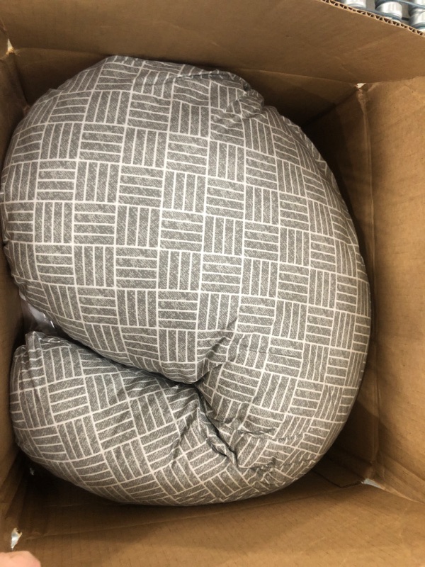 Photo 1 of Boppy Cuddle Pregnancy Pillow with Removable, Breathable Cover | Gray Basket Weave | Plush Contoured Support | Prenatal and Postnatal Positioning