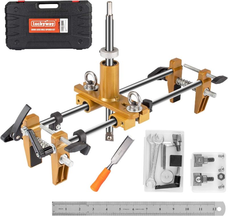 Photo 1 of * used * incomplete * see images *
Luckyway Door Lock Hole Opener Kit, Lock Mortiser for Wooden Doors.(Install/Change The Door Lock Yourself)