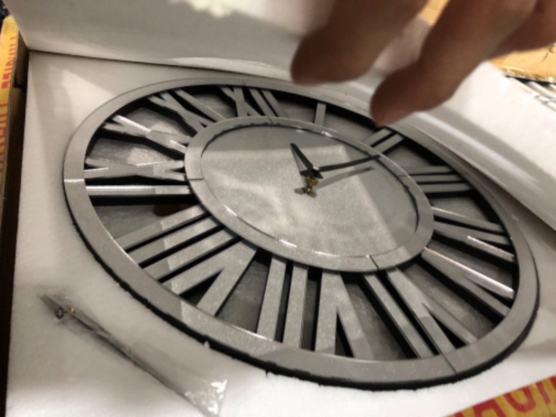 Photo 1 of SHYFOY 18-Inch Acrylic Mirrored Wall Clock - Roman Numeral Skeleton Design - Large Decorative Clock - Modern Home Decor -Elegant Timepiece for Living Room, Bedroom, and Office 18 inches