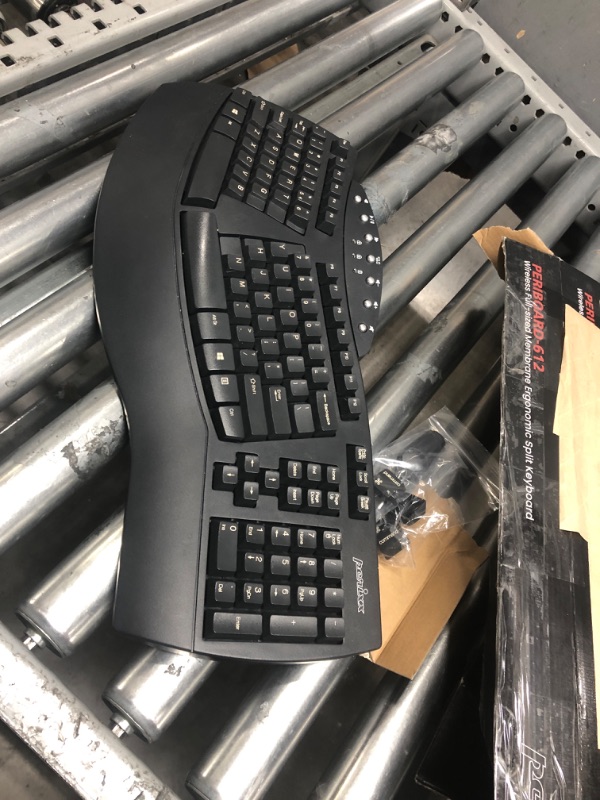 Photo 2 of Perixx Periboard-612 Wireless Ergonomic Split Keyboard with Dual Mode 2.4G and Bluetooth Feature, Compatible with Windows 10 and Mac OS X System, Black, US English Layout, (11354) Wireless Black Keyboard