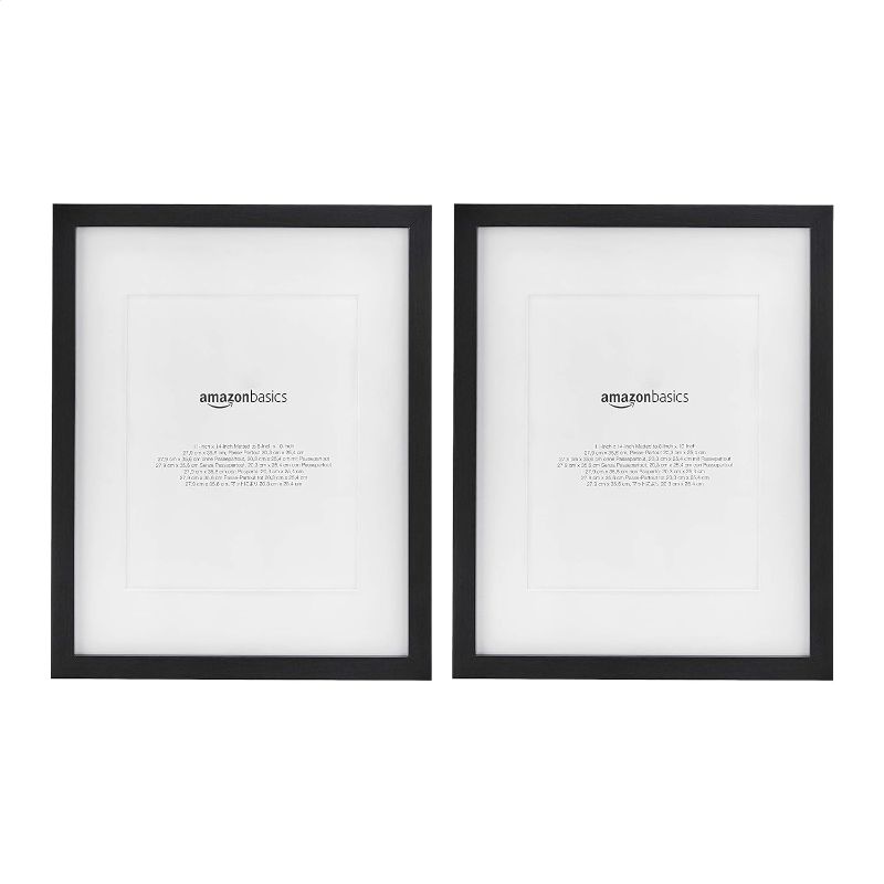 Photo 1 of 11" x 14" Rectangular Photo Picture Frame, (15" x 15" With Mat), 2-Pack, Black, 15.2 Inch L x 12.2 Inch W
