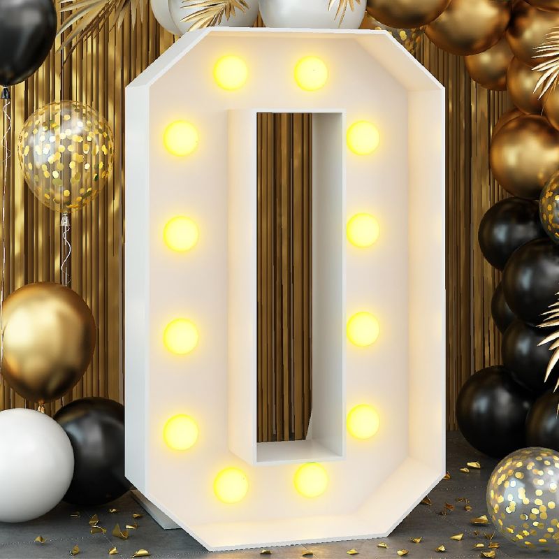 Photo 1 of (SEE NOTES) White Number Cardboard Outlines (Variety, Multipack) & String Bulb Lights (White) 