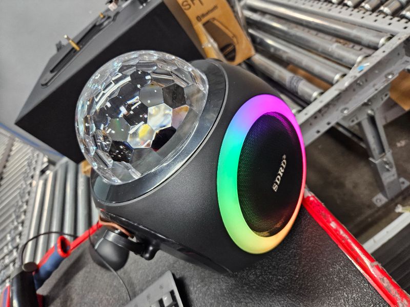 Photo 2 of Karaoke Machine for Adults and Kids, Portable Bluetooth Speaker with 2 UHF Wireless Microphones PA System with Disco Ball, LED Lights, for Home Party, Wedding,Church,Picnic, Outdoor/Indoor