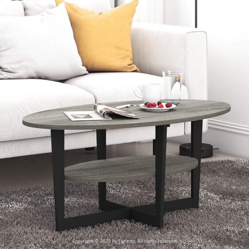 Photo 2 of (READ NOTES) Furinno Coffee Table, 1-Pack, French Oak Grey/Black
