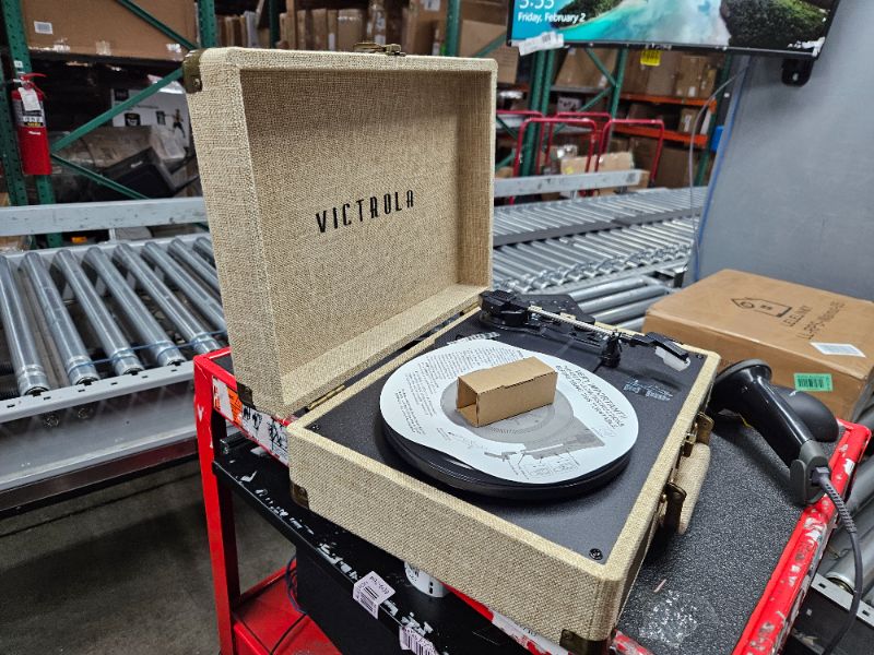 Photo 3 of ('PARTS ONLY) Victrola Journey+ Signature Turntable Record Player - 33-1/3, 45 & 78 RPM Suitcase Vinyl Record Player, Bluetooth Connectivity & Built-in Speakers, Stereo RCA Output, Linen Finish, Cream