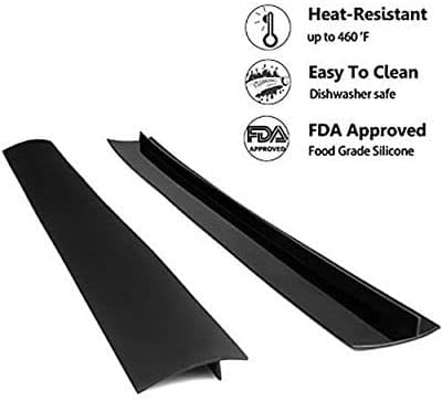 Photo 2 of 2 Pack Flexible Kitchen Stove Gap Covers, Silicone Gap Fillers Between Counter and Stovetop, Oven, Washer, Dryer, Easy to Wipe, Food grade 21 Inches Black
