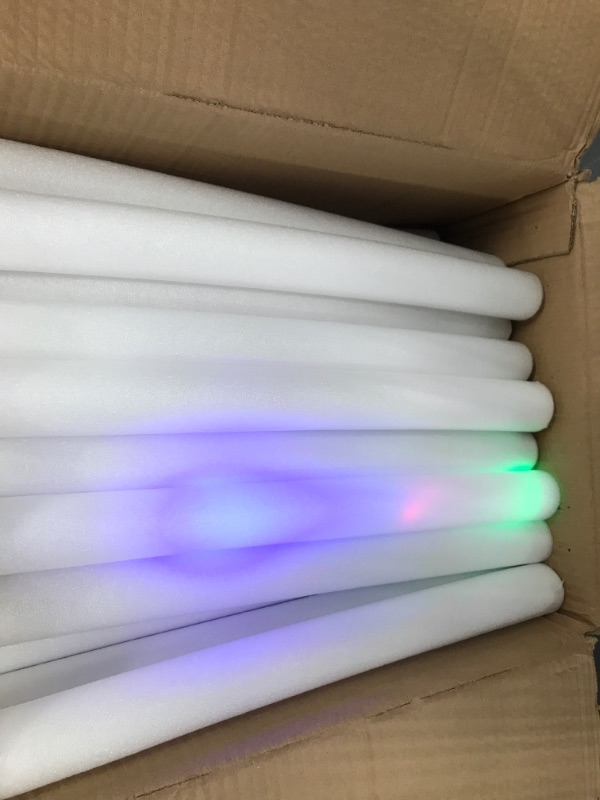 Photo 2 of Mr Party King 100 LED Foam Sticks Lights Party Batons Wand for Wedding, Parties, Birthdays, Guests, Party, DJ, Concerts, Festivals, Events, Promotions Bulk Party Favors 3 Color Lighting Modes 100 Pieces