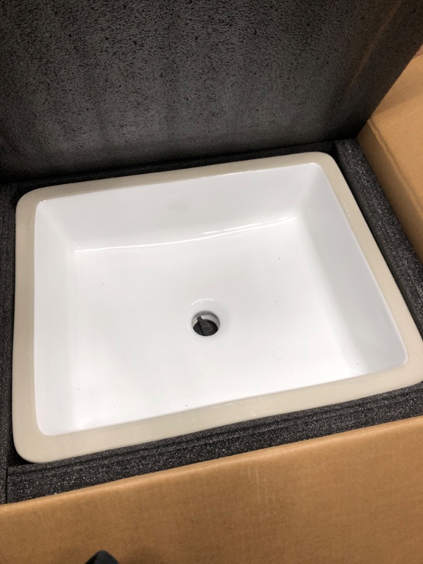 Photo 2 of 20 Inch Undermount Bathroom Sink Rectangle Undermount Sink White Ceramic Under Counter Bathroom Sink with Overflow (19.5"x15.6")
