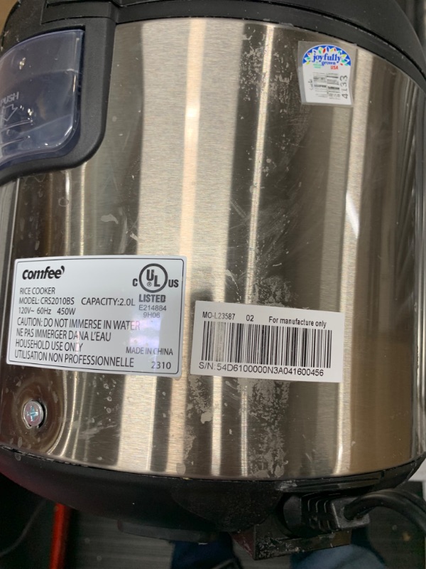 Photo 4 of COMFEE' Rice Cooker, 6-in-1 Stainless Steel Multi Cooker, Slow Cooker, Steamer, Saute, and Warmer, 2 QT, 8 Cups Cooked(4 Cups Uncooked), Brown Rice, Quinoa and Oatmeal, 6 One-Touch Programs 8-cup cooked/4-cup uncooked
