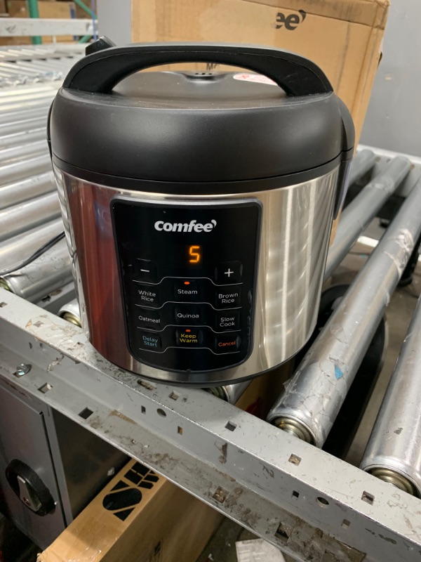 Photo 1 of COMFEE' Rice Cooker, 6-in-1 Stainless Steel Multi Cooker, Slow Cooker, Steamer, Saute, and Warmer, 2 QT, 8 Cups Cooked(4 Cups Uncooked), Brown Rice, Quinoa and Oatmeal, 6 One-Touch Programs 8-cup cooked/4-cup uncooked