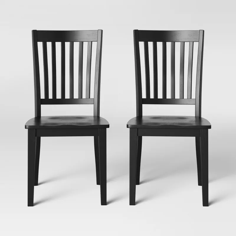 Photo 1 of 2pk Holden Slat Back Dining Chair Black