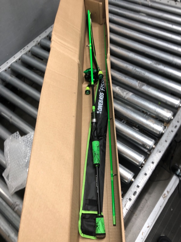 Photo 2 of One Bass Fishing Rod and Reel Combo, Baitcasting Combo with SuperPolymer Handle-Green 7'0"Medium-2piece B-casting Combo- Left Handed