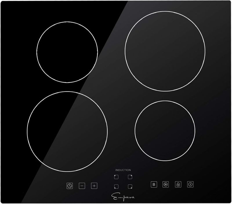 Photo 1 of  Ceramic Black Electric Induction Cooktop with 4 Booster Burners Smooth Surface Tempered Glass