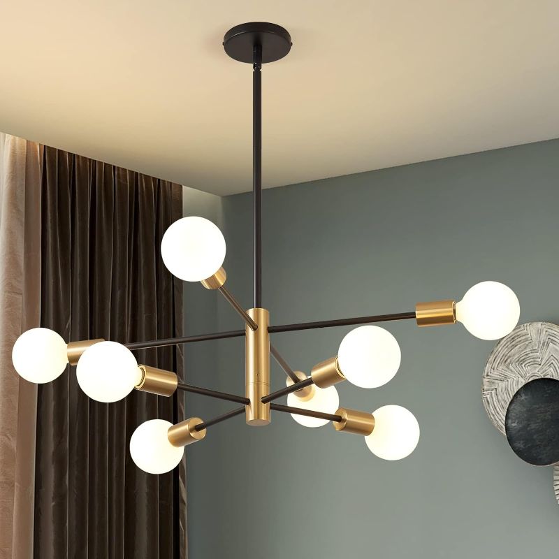 Photo 1 of 8-Light Sputnik Chandelier + Gold Bathroom Sconce Lighting