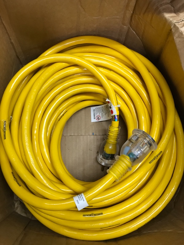 Photo 2 of 2992 10/3 SJTW 100-Foot Extra Heavy-Duty Premium Contractor Extension Cord with Lighted End, 125V/20A/2500W 100 ft