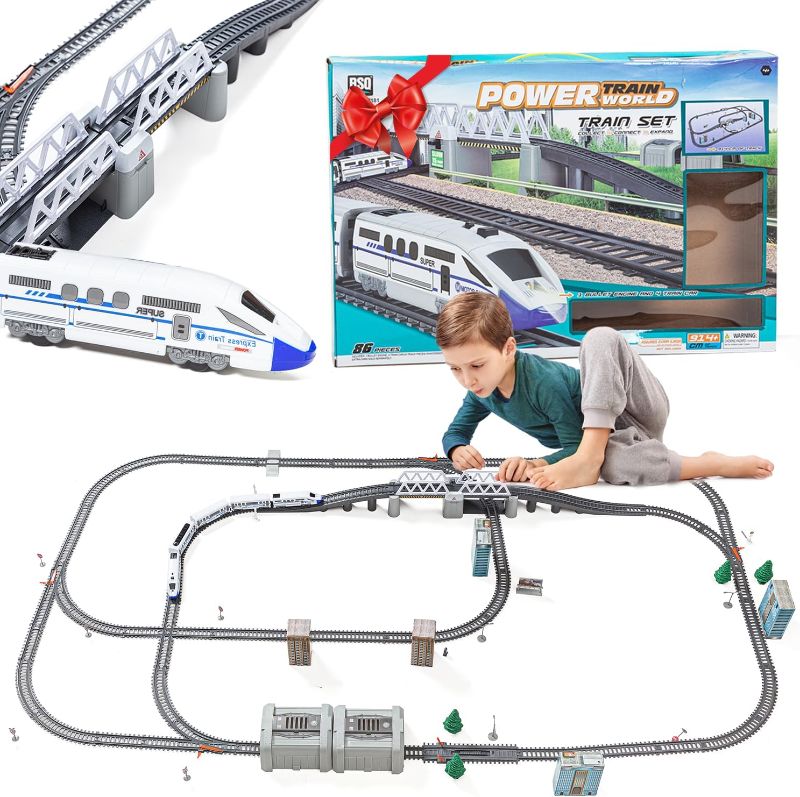 Photo 1 of Electric Train Set for Kids - High Speed Bullet Train with Tracks, Sound & Light, Experience Polar Express with Many Accessories and Multiple Paths