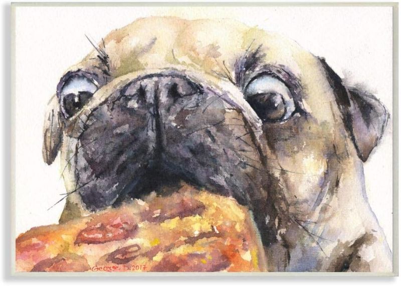Photo 1 of 16x20 pug and pizza funny dog canvas