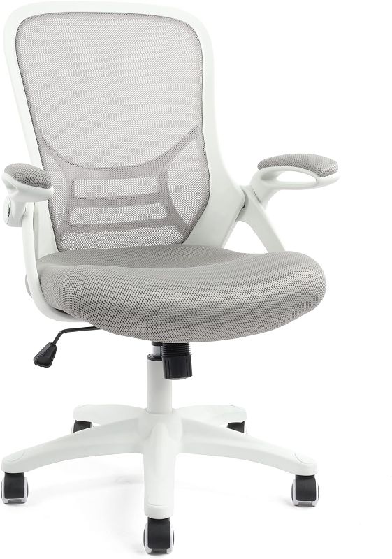 Photo 1 of Office Chair Ergonomic Mesh Swivel Computer Task Desk Chair Comfortable, Flip-up Arms, Adjustable Height (Grey)
