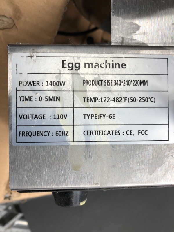 Photo 2 of ***HEAVILY USED AND DIRTY - POWERS ON - UNABLE TO TEST FURTHER***
Dyna-Living Bubble Waffle Maker Commercial Intelligent Hong Kong Egg Waffle Maker 1400W