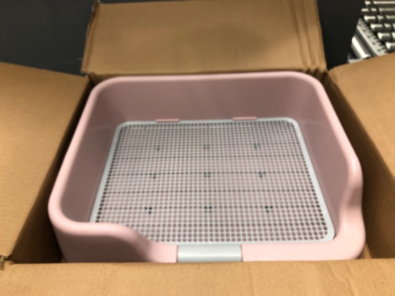 Photo 2 of [PS Korea] Indoor Dog Potty Tray – with Protection Wall Every Side for No Leak, Spill, Accident - Keep Paws Dry and Floors Clean (Pink)