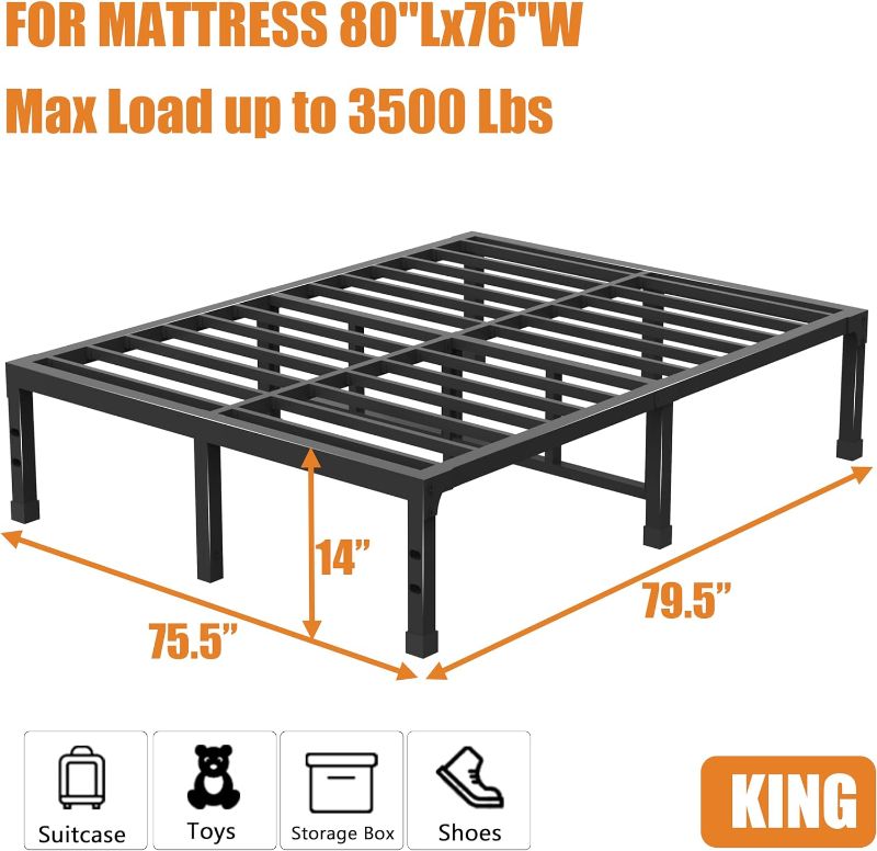 Photo 3 of (READ FULL POST) Best Price Mattress 14 Inch Metal Platform Beds w/ Heavy Duty Steel Slat Mattress Foundation (No Box Spring Needed)