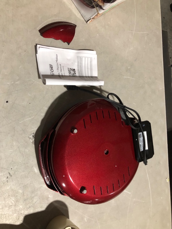 Photo 3 of ***NOT FUNCTIONAL - FOR PARTS ONLY - BROKEN - SEE PICTURES - NONREFUNDABLE***
Betty Crocker BC-4958CR Pizza Plus Meal Electric Food Makers, 12 inch, Red With Variable Temperature Control