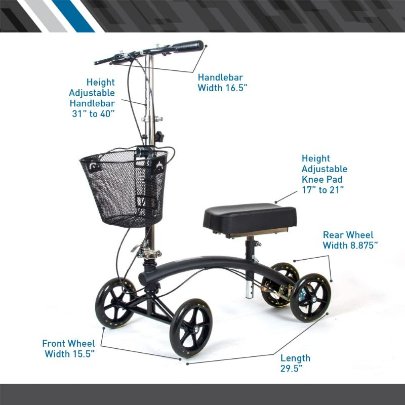 Photo 4 of (READ FULL POST) KneeRover Economy Knee Scooter Steerable Knee Walker Crutch Alternative with DUAL BRAKING SYSTEM in Matte Black