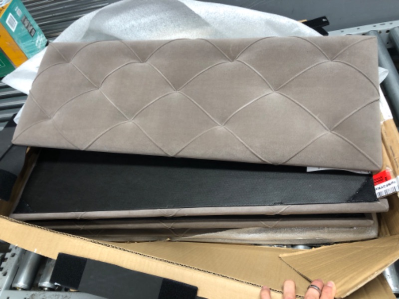 Photo 3 of **NONREFUNDABLE**FOR PARTS OR REPAIR**SEE NOTES**
CASACRAFT. Headboard Queen Size, Upholstered Wall Panels, Velvet Fabric, Peel & Stick Panels, Pack of 4 Gray Tufted Queen Headboard(31x11.4 Each) Gray Queen