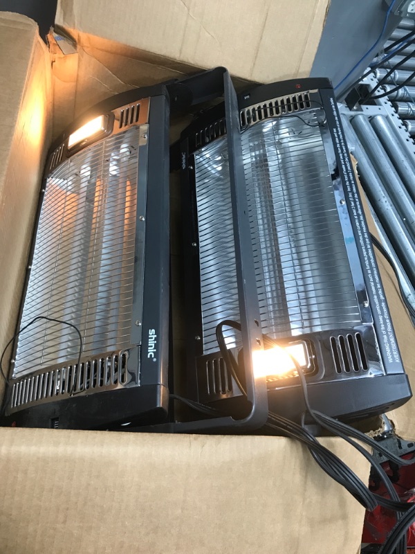 Photo 3 of 2 Packs -Electric Garage Heaters for Indoor Use, 1500W/750W Ceiling Mounted Radiant Heaters with Halogen Light, 90 Degree Rotation, 5 Mode Settings, Space Heater for Garage, Shop, Large Room and Patio