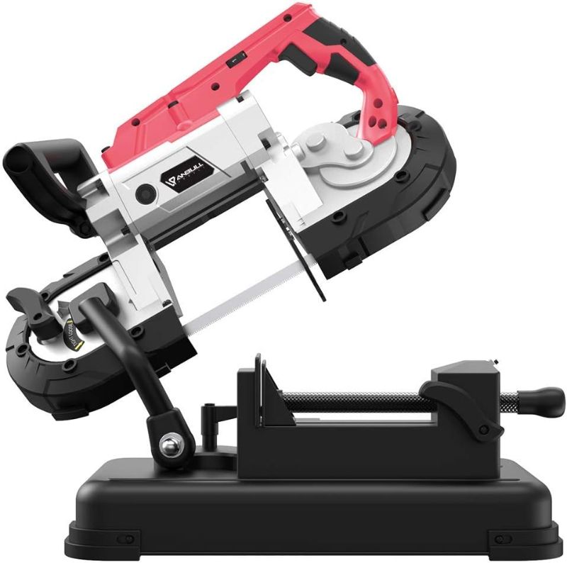 Photo 1 of Anbull Portable Band Saw with Upgraded Removable Alloy Steel Base, 45°-90° Metal Cutting, 10A 1100W Motor, 5-inch Deep Cut, with .025-by-44-7/8-Inch 14 TPI Saw Blade and Led Spotlight
