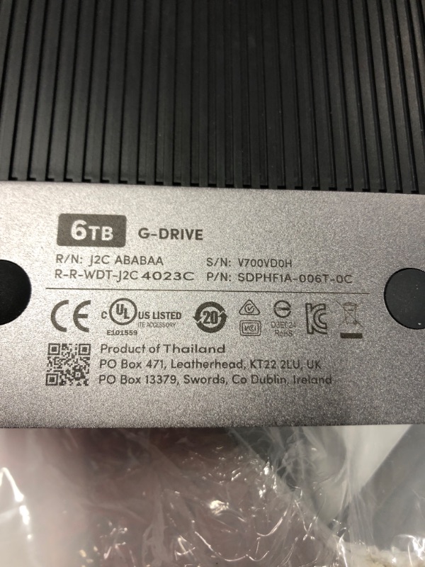 Photo 3 of SanDisk Professional 6TB G-Drive Project - External HDD, Thunderbolt 3, USB (10Gbps), 7200RPM Ultrastar Hard Drive, Up to 250MB/s Read - SDPHG1H-006T-NBAAD 6TB New Generation