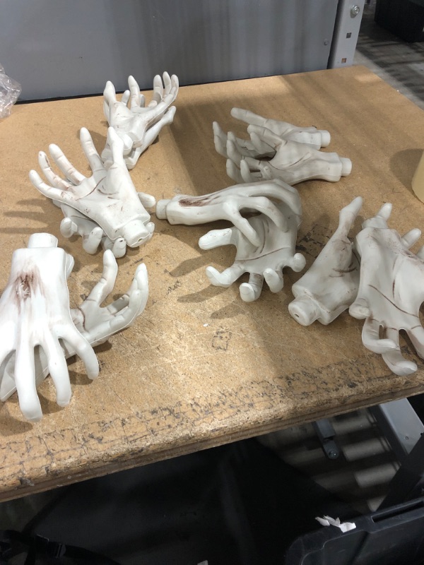 Photo 2 of Cagemoga 6 Pairs Halloween Skeleton Hands Realistic Plastic Skeleton Zombie Hands Life Size Fake Severed Creepy Zombie Hand for Halloween Haunted House Decorations