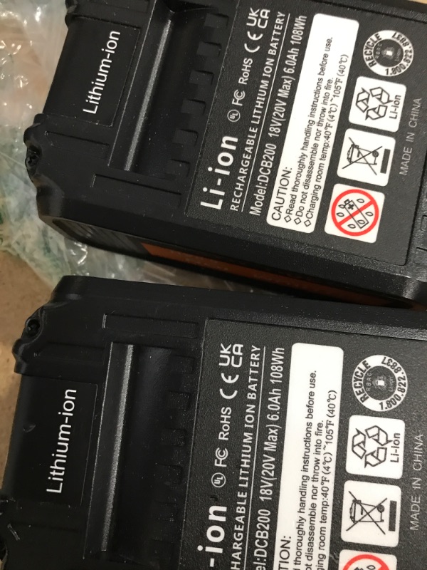 Photo 3 of [2Pack] 20V 6.0Ah! High-Output Battery for DEWALT 20-Volt Tools Lithium Battery DCB206 DCB205 DCB204 DCB203 DCB201 DCB200 DCB181 DCB180, DCD DCF DCG DCS Series 20V Battery