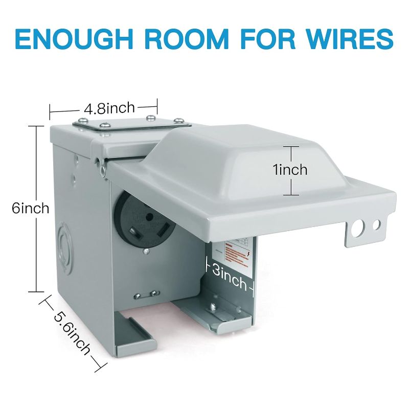 Photo 2 of (READ NOTES) Gerguirry 30 Amp RV Power Outlet Box, 125/250 Volt Enclosed Lockable Nema TT-30R RV Outdoor Electrical Receptacle Panel for RV Camper Travel Trailer Motorhome Electric Car Generator, RV Accessories 30A / 125V