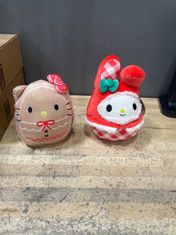 Photo 2 of Squishmallows 8" Hello Kitty & My Melody Christmas Plush 2-Pack - Officially Licensed Kellytoy Plush - Collectible Soft & Squishy Holiday Stuffed Animal Toy - Gift for Kids, Girls & Boys - Set of 2