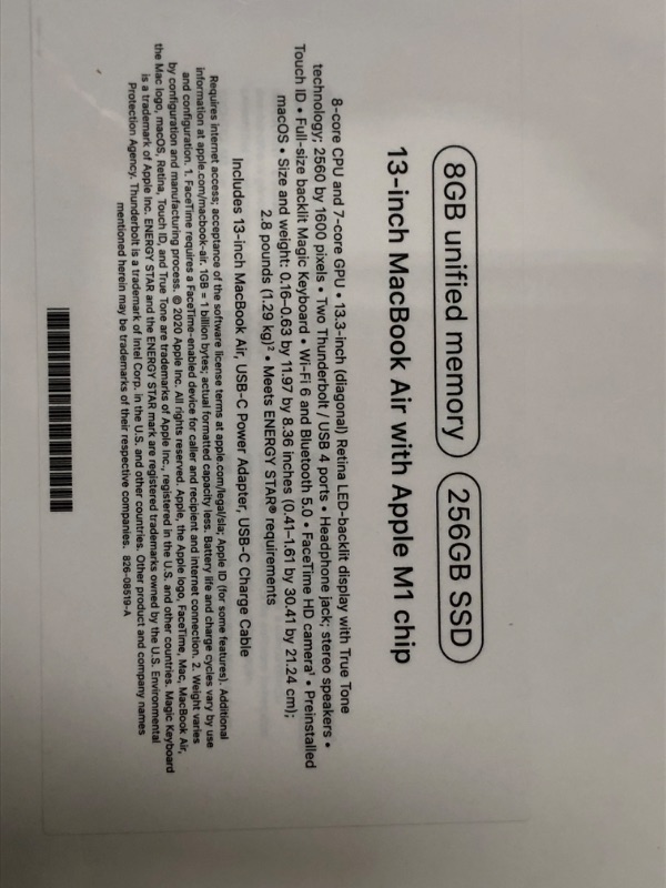 Photo 1 of **FACTORY SEALED **Apple 2020 MacBook Air Laptop M1 Chip, 13" Retina Display, 8GB RAM, 256GB SSD Storage, Backlit Keyboard, FaceTime HD Camera, Touch ID. Works with iPhone/iPad; Silver 256GB Silver